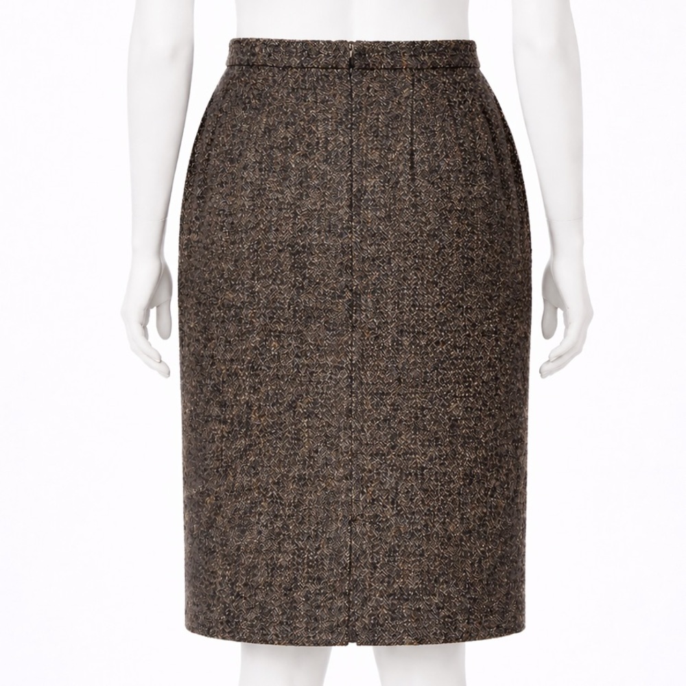 Salvatore Ferragamo Vintage Brown Tweed Skirt Suit Wool Italy IT 44 Size 6 / 8 - Picture 7 of 13